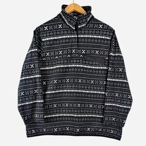 JACHS New York Cabin Mock Neck Fair Isle‎ Fleece Pullover XL
